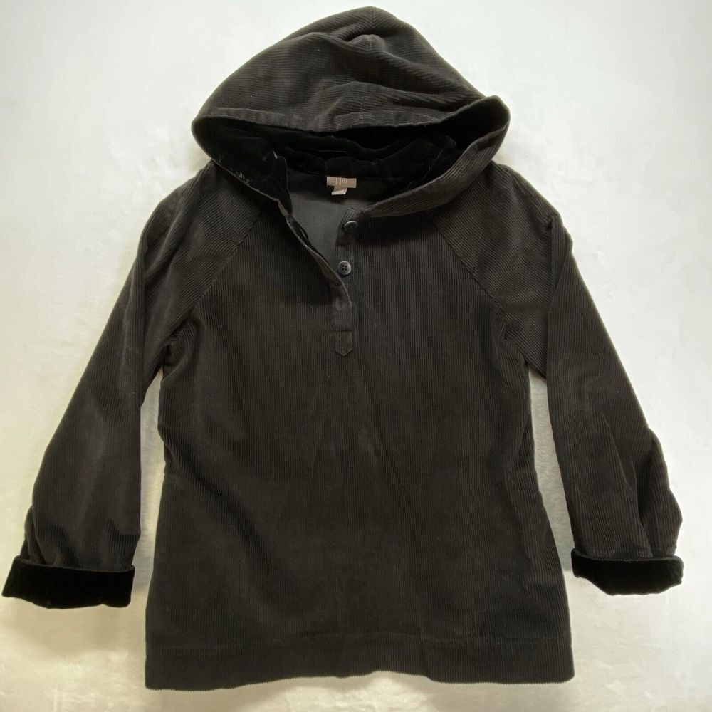 J Jill Jacket Womens S Velvet Hooded Tumble Corduroy button pullover hoodie